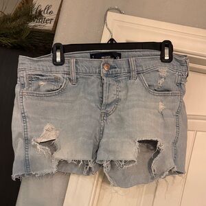 Hollister Women's Ripped Jean Vintage Boyfriend Shorts - Light Blue